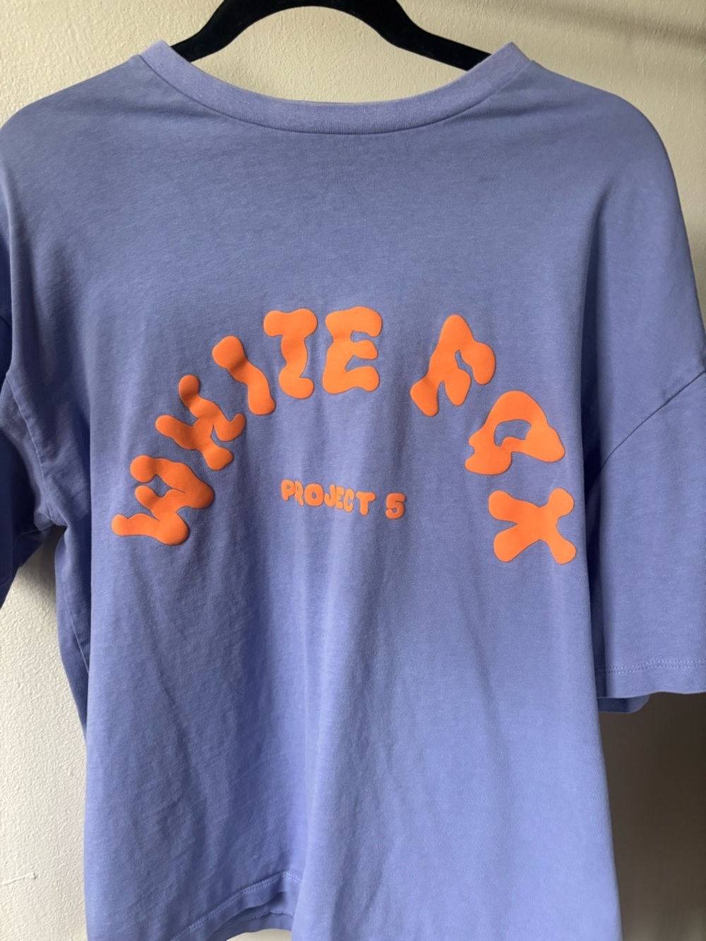 White Fox Boutique Lavender Tee with Orange Graphic